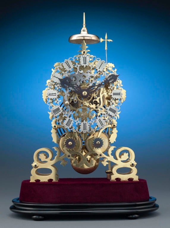 English Victorian Brass Skeleton Clock