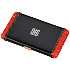 Art Deco Gold, Enamel and Coral Case