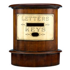 Used Hotel Mahogany & Brass Letter and Key Box