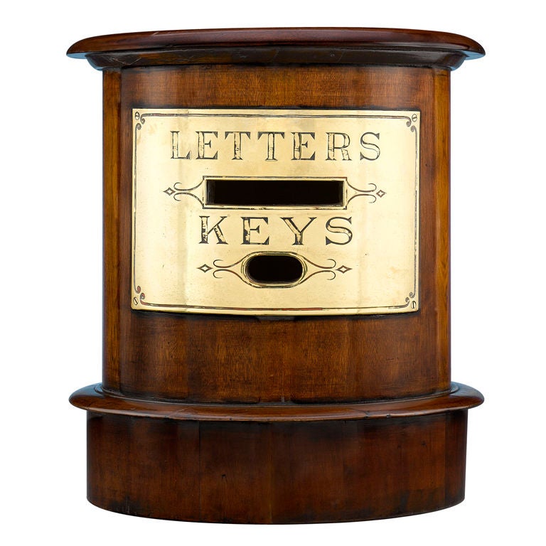 Hotel Mahogany and Brass Letter and Key Box at 1stdibs