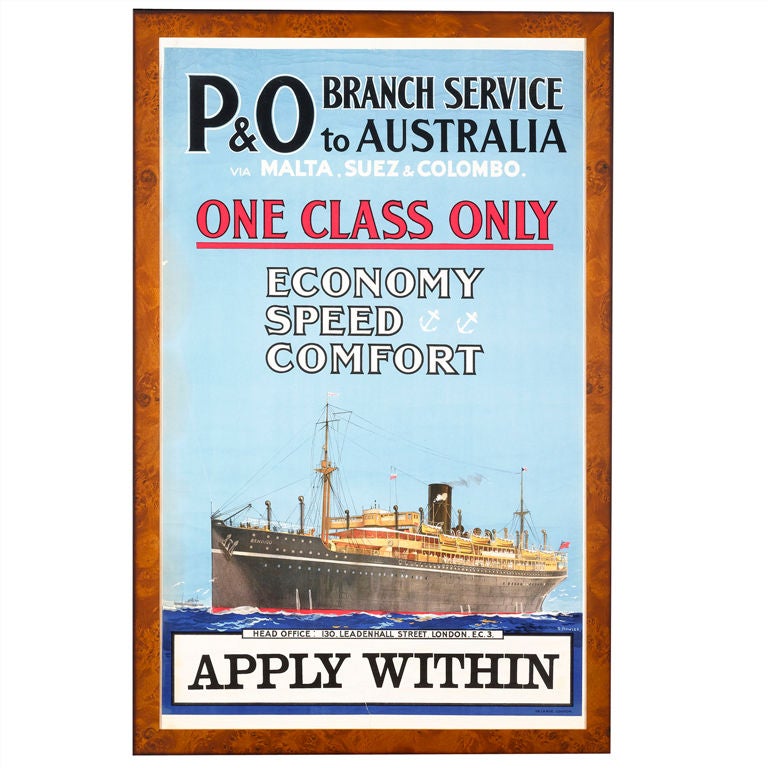 "P&O Branch Service to Australia" Travel Poster