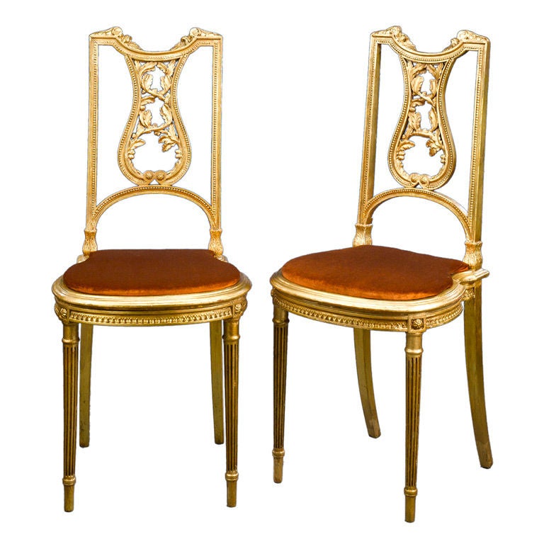 Pair of Louis XVI Style Hall Chairs