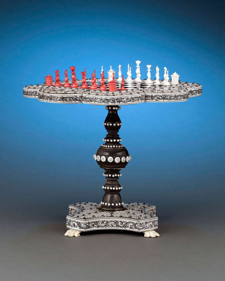 19th Century Anglo Indian Miniature Chess Table