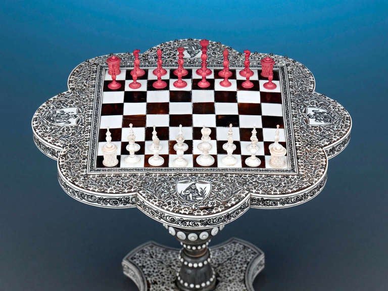 Horn Anglo Indian Miniature Chess Table