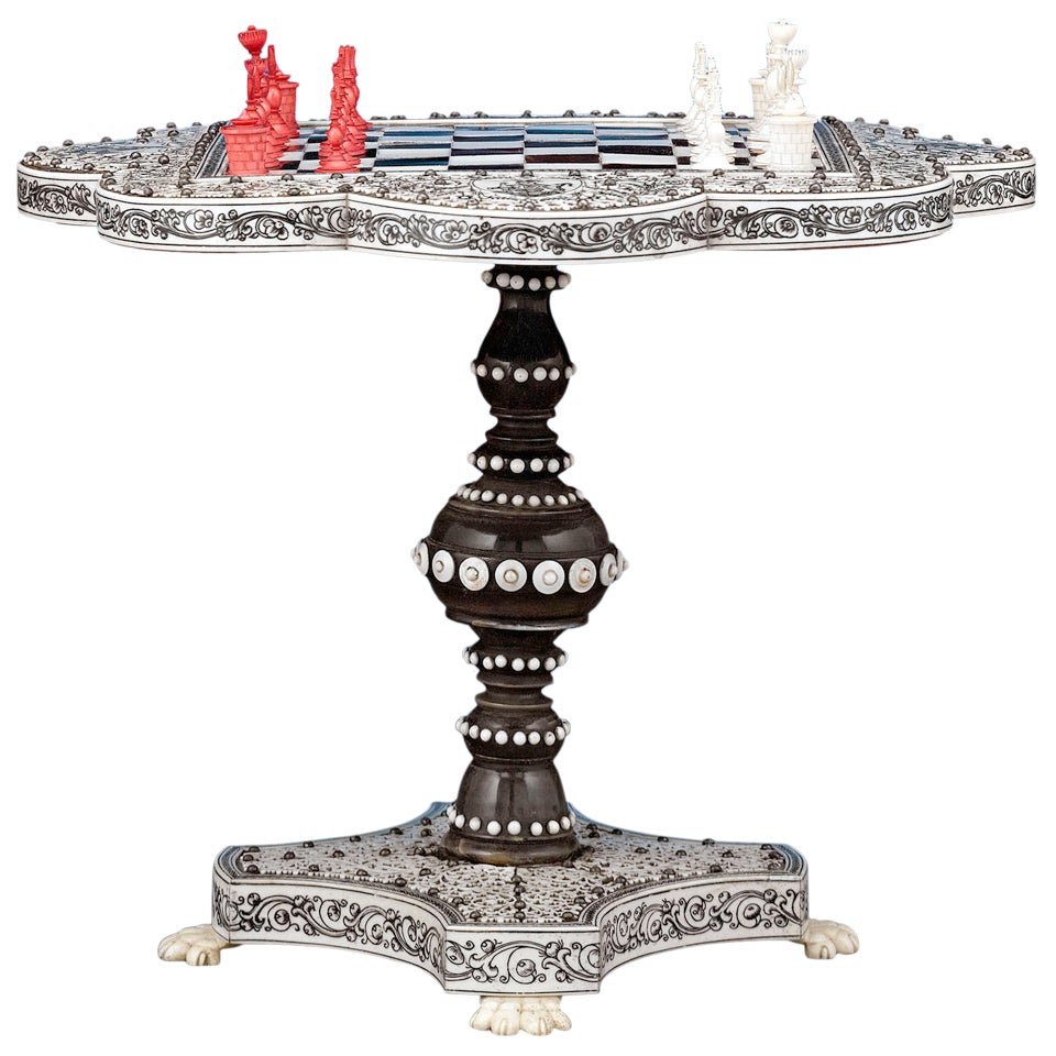 Anglo Indian Miniature Chess Table