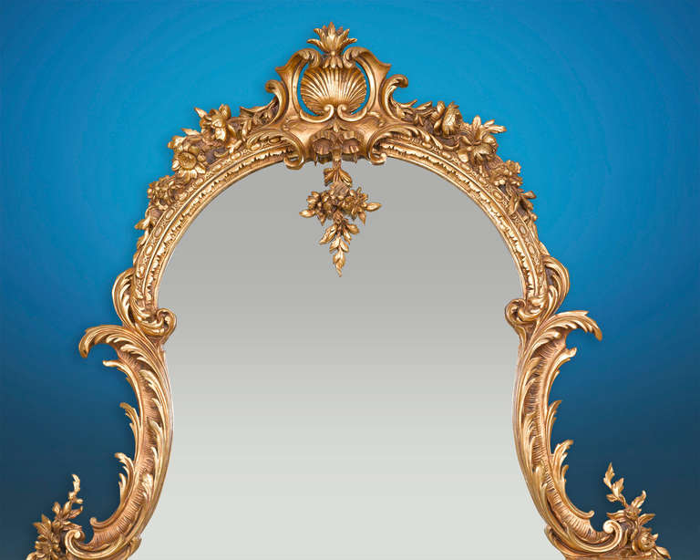 19th Century Pair of Gilt Rococo Mirrors