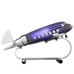 Lampe d'avion Art Déco en verre cobalt & Chrome