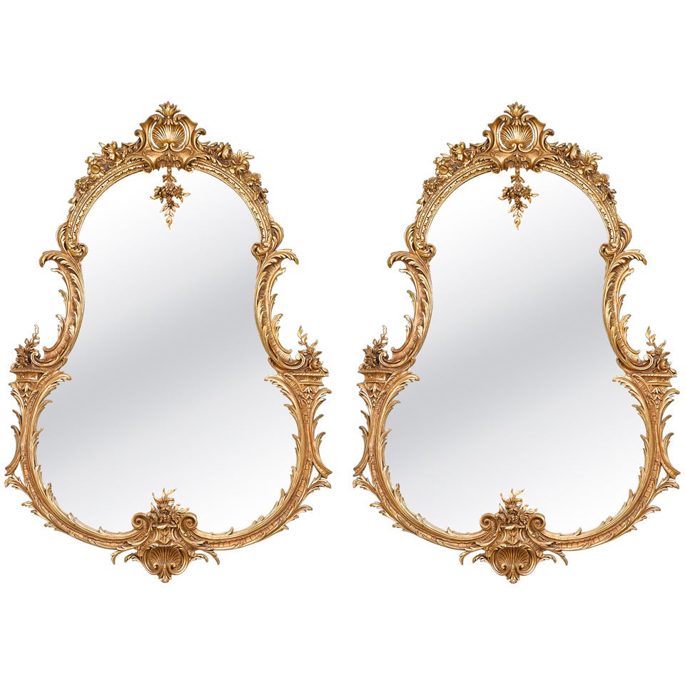 Pair of Gilt Rococo Mirrors