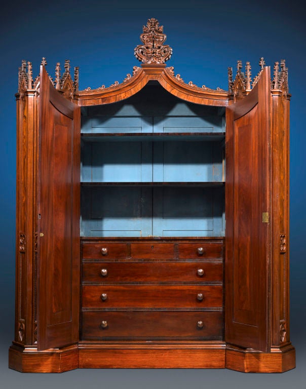 An extremely rare and monumental Gothic Revival Rosewood 
