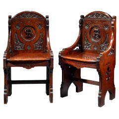 Antique Gothic Revival Hall Chairs