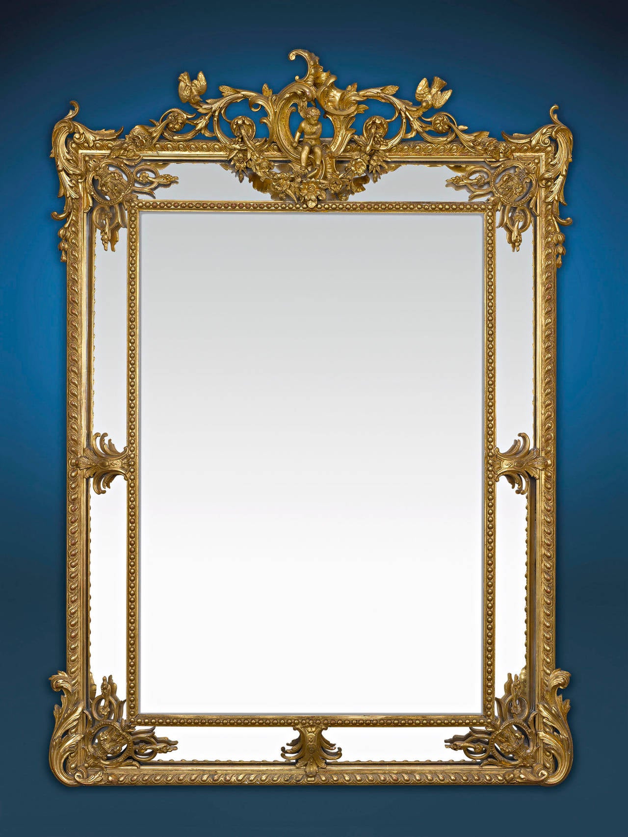 Pair of Louis XV Revival Giltwood Mirrors In Excellent Condition In New Orleans, LA