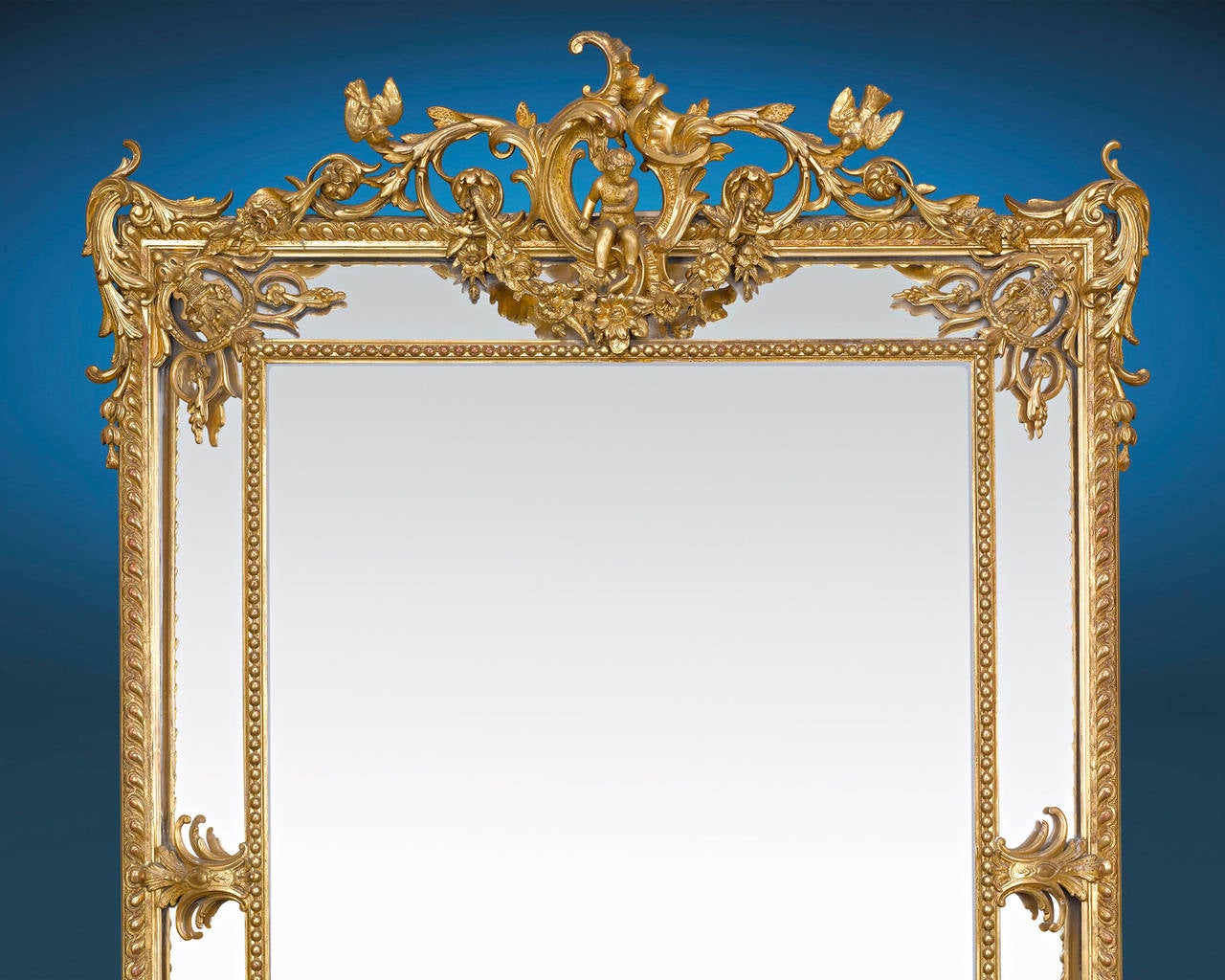 18th Century and Earlier Pair of Louis XV Revival Giltwood Mirrors