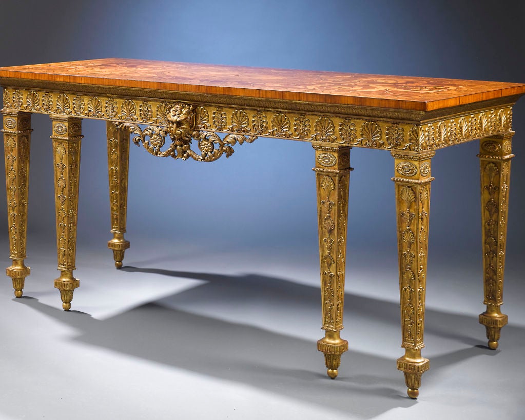 British Rare George III Marquetry Console Table