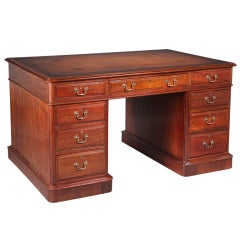 Antique Handsome Mahogany Pedestal Desk