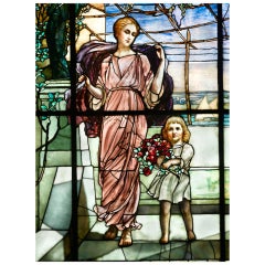 Vintage Important Tiffany Studios Figural Stained Glass Window