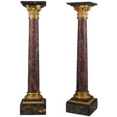 Louis XVI-Style Marble and Bronze Pedestals