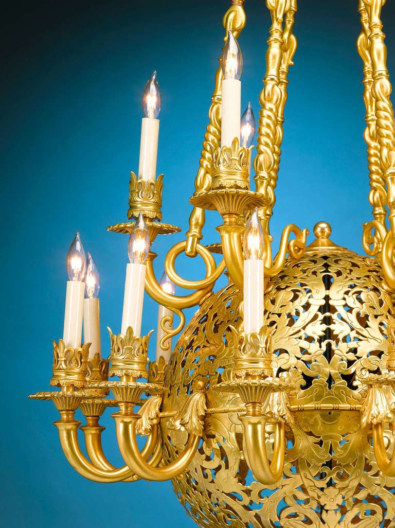 Beaux-Arts Orb Chandelier In Excellent Condition In New Orleans, LA