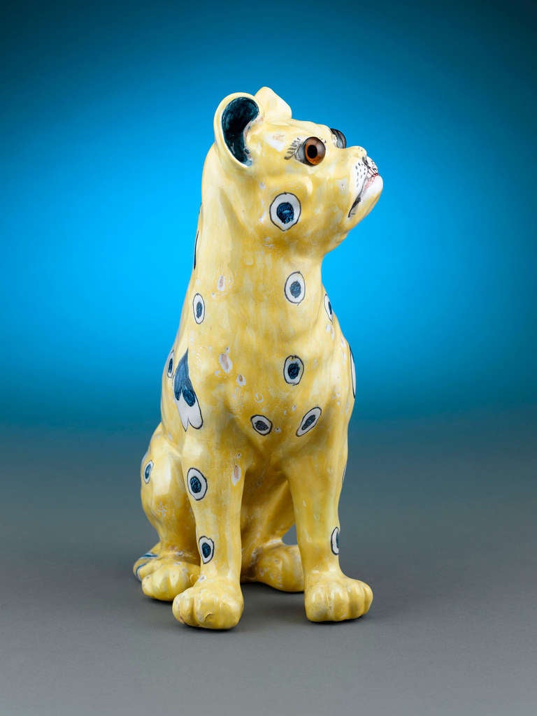 French Faience Earthenware Pug by Emile Galle
