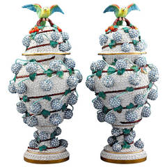 Antique Snowball Porcelain Vases by Meissen