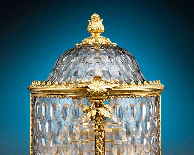 French Baccarat Gilt Bronze and Cut Glass Cave Liqueur