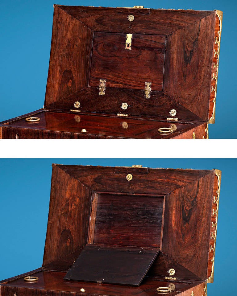 18th Century and Earlier 17th Century English Walnut Veneer and Brass Lock Box