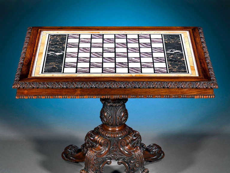 Regency Blue John Inlaid Chess Table In Excellent Condition In New Orleans, LA