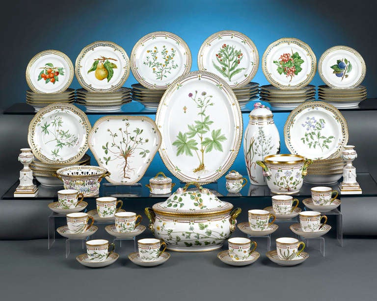 This exceptional Royal Copenhagen Porcelain Manufactory dinner service, crafted in the renowned <em>Flora Danica</em> pattern, is regarded as one of the most prestigious and stunning porcelain patterns ever created. Comprised of some of the most