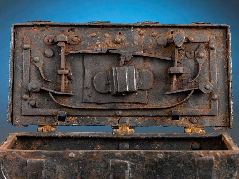 18th Century and Earlier Continental Iron Strong Box
