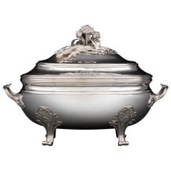 Antique Louis XV Silver Tureen by Jean-Baptiste-Francois Cheret