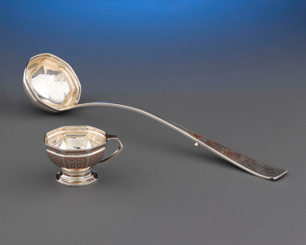 20th Century Tiffany & Co, Copper Inlaid Silver Punch Service
