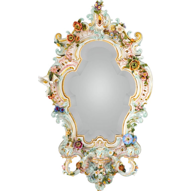 Meissen Porcelain Three-Light Mirror