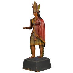 Antique Carved Wooden Cigar Store Indian Princess