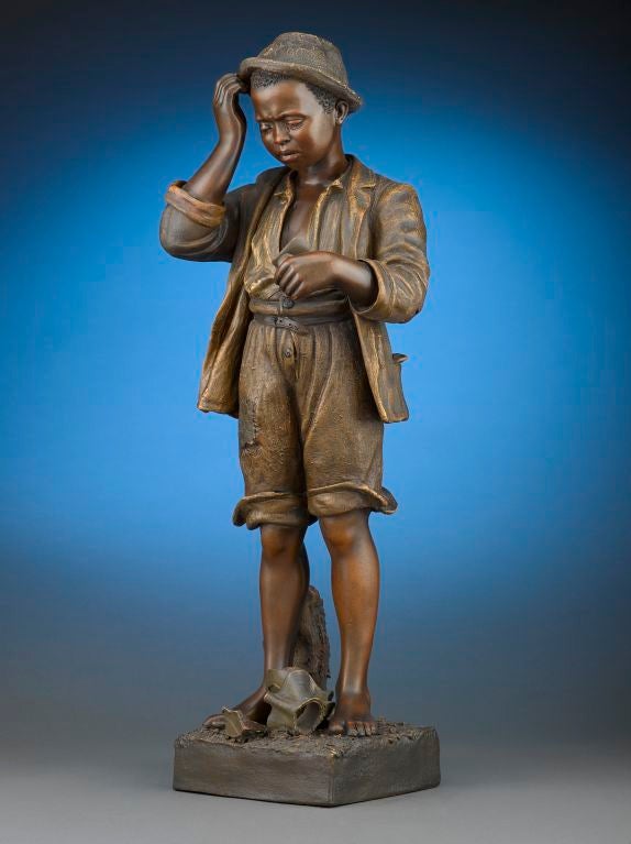 Goldscheider Terracotta Young Boy Figure In Excellent Condition In New Orleans, LA