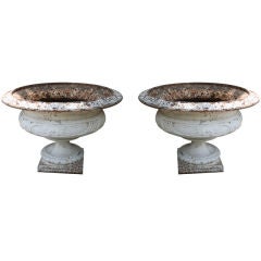 Pair of Iron English Urns Antique Pair of Iron English Urns