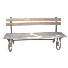 Antique 19th Century French Bench with an Iron Base