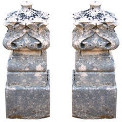 Pair of Belgium stone finials Pair of Belgium stone finials