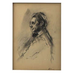 Harold Riley charcoal drawing portrait of Sir Barbirolli, England 1966