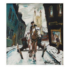 William Ralph Turner oil on board painting of Angel Street, Manchester 1955 1