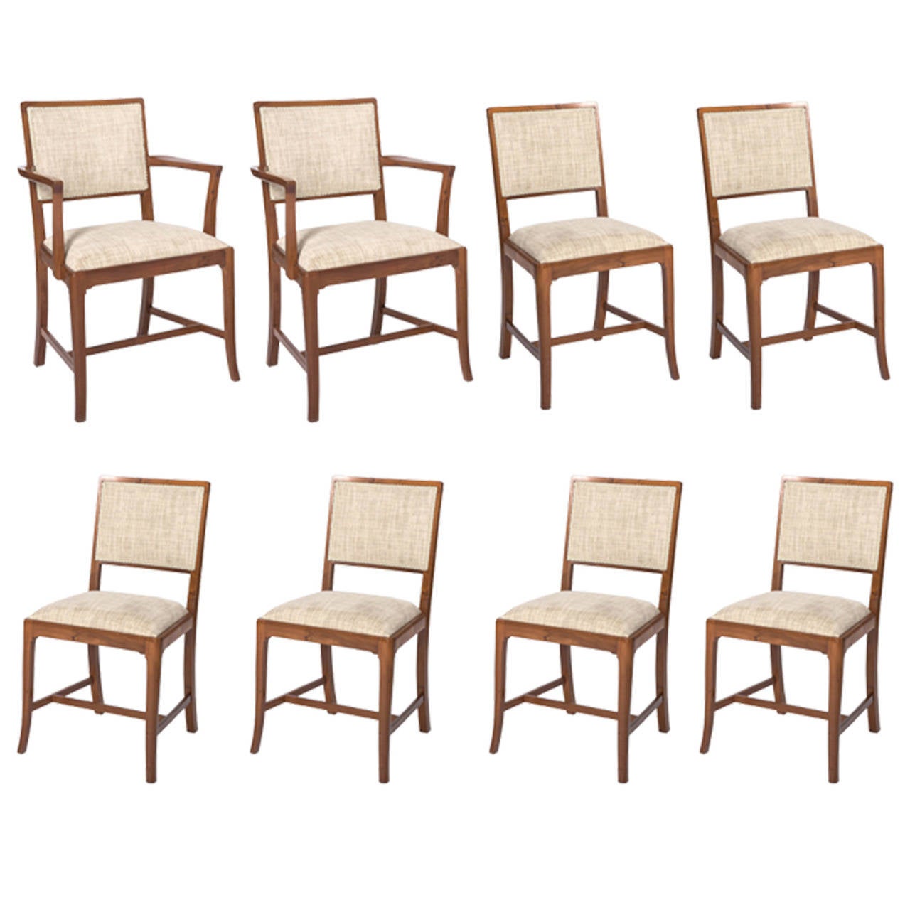 A set of eight Yew wood dining chairs by Heal and Sons of London, circa 1930 For Sale