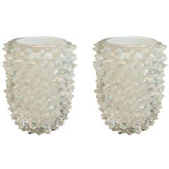 A Pair of Pino Signoretto Glass Vases, “Rostrati”, "Giallo Imperiale" 