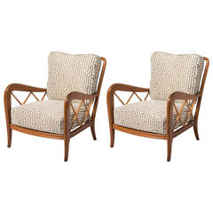 Cherry wood armchairs in the style of Paolo Buffa, Italy circa 1940