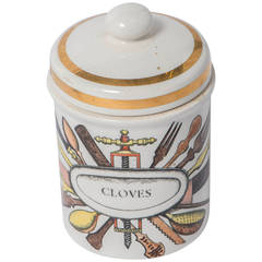 Piero Fornasetti porcelain cloves jar with cover, Italy circa 1960