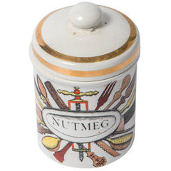 Piero Fornasetti porcelain nutmeg jar with cover, Italy circa 1960