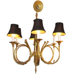 Gilt  6 Arm French Style Horn Chandelier