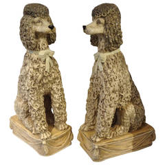 Retro Magnificent Pair of Lifesize Poodle Statue