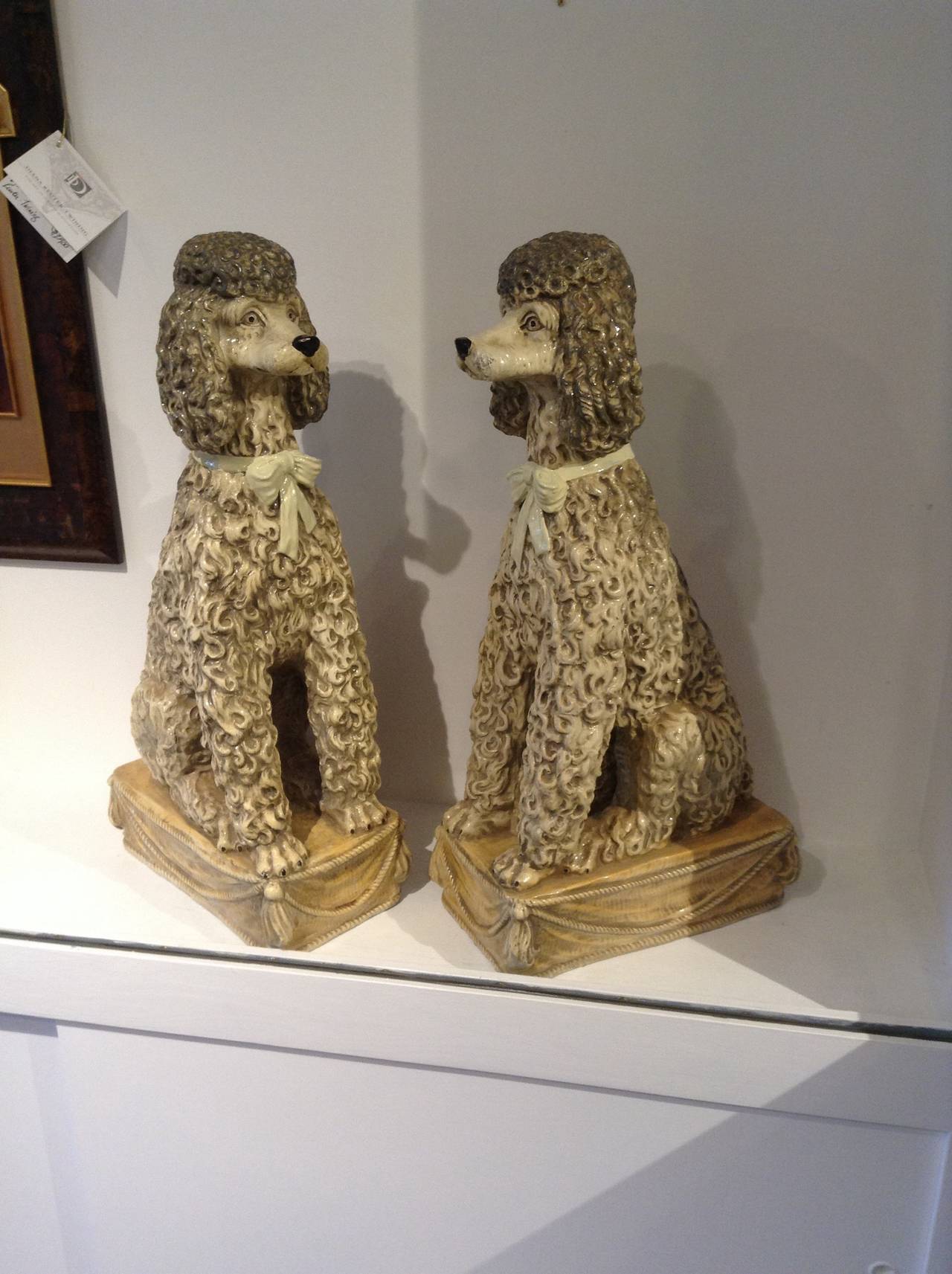 Magnificent  RARE pair of Lifesize Poodle Statues .