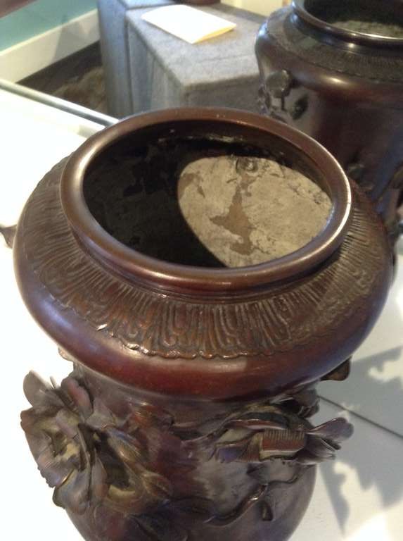 Japanese Bronze 19th Cent. Vase In Good Condition For Sale In Middleburg, VA