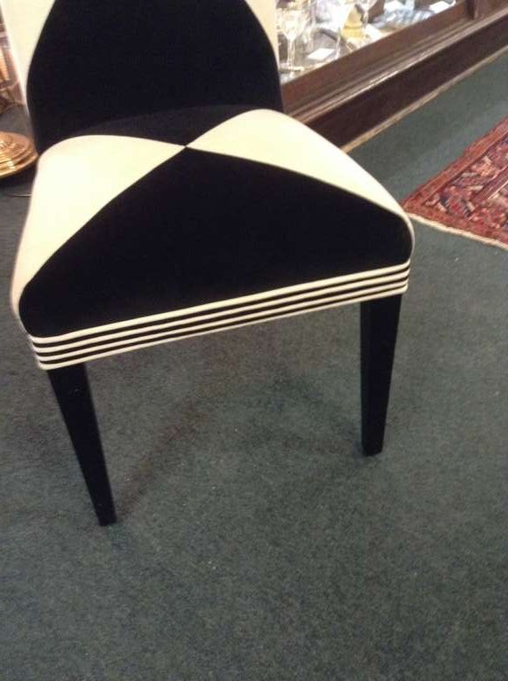 Pair of Art Deco High Style Hollywood Upholstered Side Chairs In Good Condition In Middleburg, VA