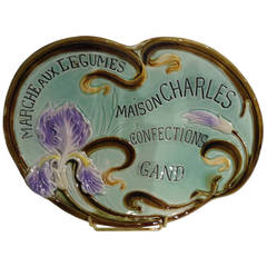 Majolica Art Nouveau Advertising Wall Plaque