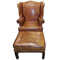 Fine leather Wingback Chair and Ottoman